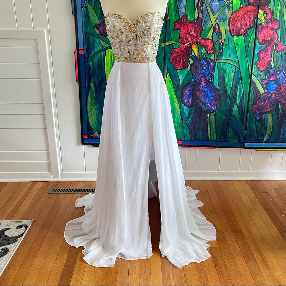 Strapless Wedding Dress Evening Formal Gown Holiday Party Prom Bridal Bride - Picture 7 of 13
